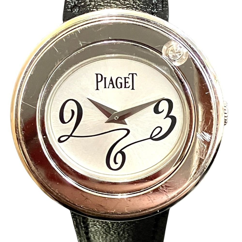 Piaget Possession wristwatch, total weight 35.1g, 18K gold, genuine leather s...